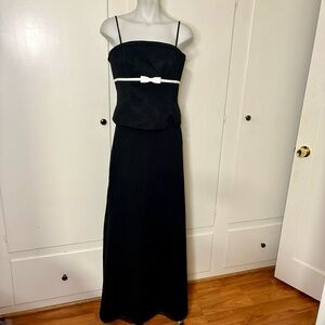 Vintage 90s/Y2K Black White Two Piece Formal Dress Bodice Skirt Simple Black Tie